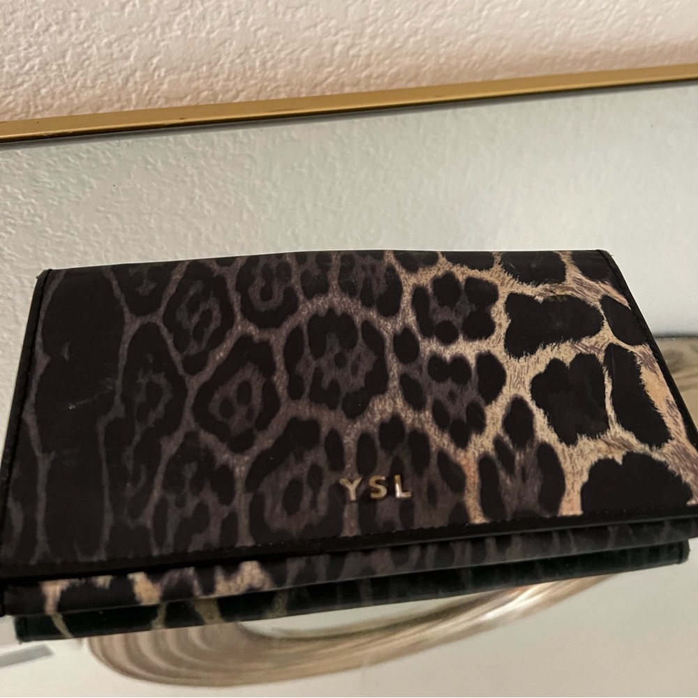 Vintage YSL grey cheetah wallet clutch